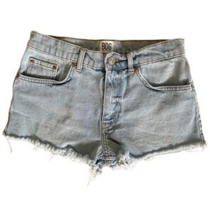 BDG Blue High-Waisted Jean Shorts women’s Size 26 with Frayed Hem